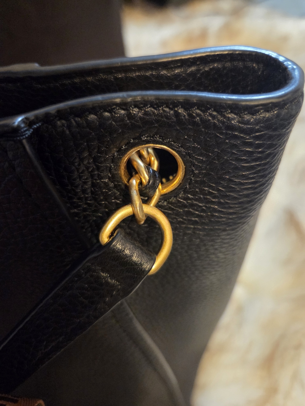 Tory Burch Black Leather Chain Tote - Picture 8 of 10
